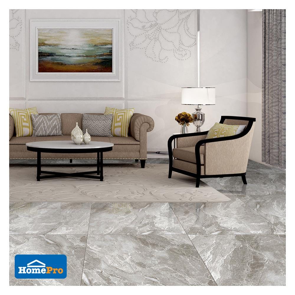 กระเบื้องพื้นพอร์ซเลน 60x60 ซม. ฮิปเตอร์ เทา 1.44M2