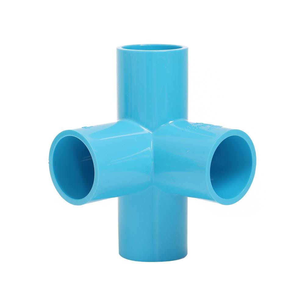 ข้อต่อสี่ทางตั้งฉาก PVC THAI PIPE  1 นิ้ว สีฟ้า