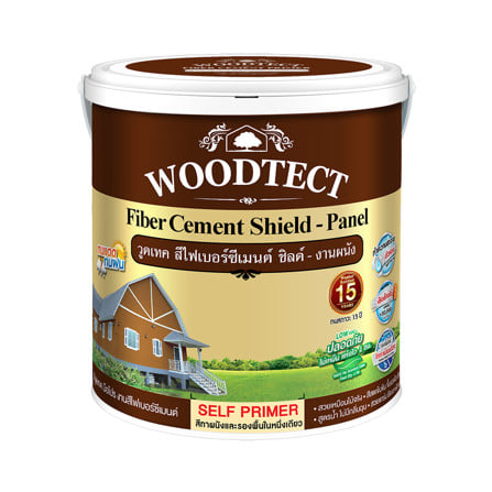 สีทาไม้ฝาไฟเบอร์ซีเมนต์ ชนิดเงา WOODTECT FT107 สีไม้สักทอง 1 แกลลอน