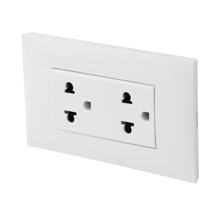ชุดเต้ารับคู่ 3 ขา BTICINO SAE2125DBN สีขาว_1
