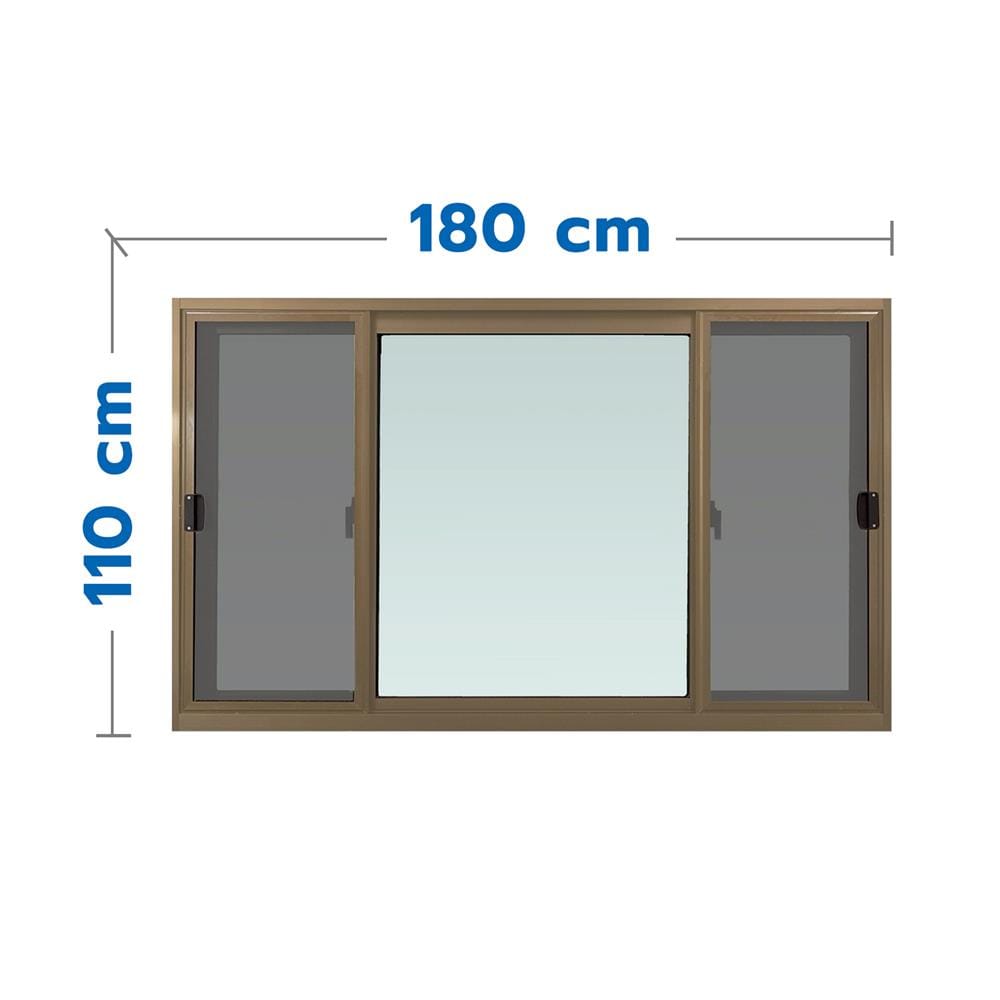 หน้าต่างบานเลื่อน อะลูมิเนียม S-F-S มุ้ง WINDOW ASIA 180x110 ซม. สีชา