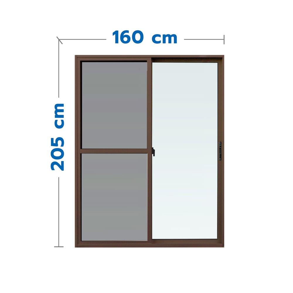 ประตูบานเลื่อนอะลูมิเนียม WINDOW ASIA 160X205 ซม. สีชา
