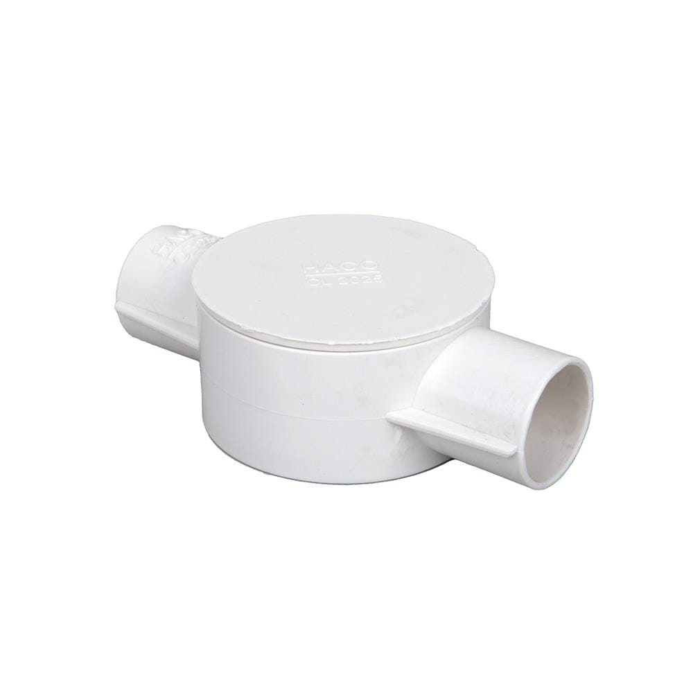 กล่องพักสาย 2 ทาง HACO 25 มม. CB252 สีขาว