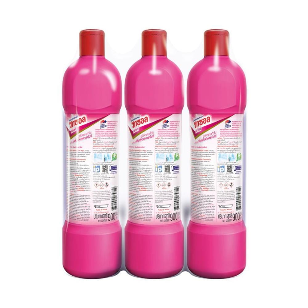 น้ำยาทำความสะอาดห้องน้ำ VIXOL 900 มล. ชมพู แพ็ก 3 ชิ้น