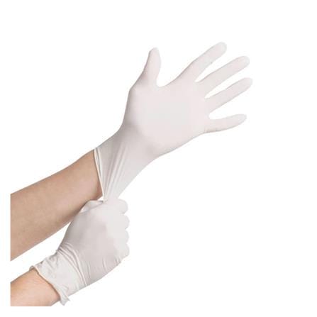 ถุงมือยางอนามัย POLY-BRITE EXTRA THIN SIZE M สีขาว_1