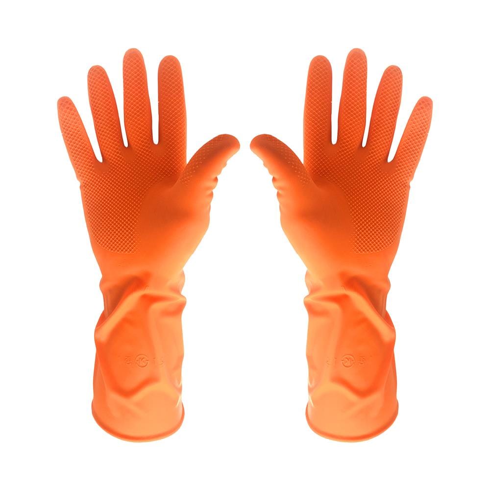 ถุงมือยาง POLY-BRITE SOFTY SIZE M สีส้ม แพ็ก 6 คู่