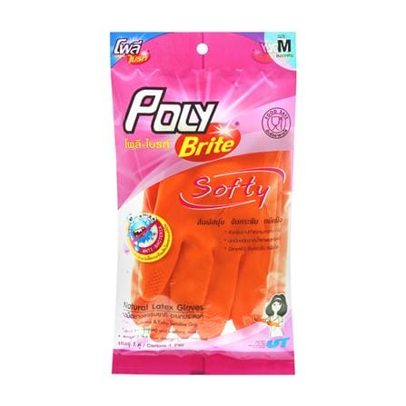 ถุงมือยาง POLY-BRITE SOFTY SIZE M สีส้ม แพ็ก 6 คู่_2