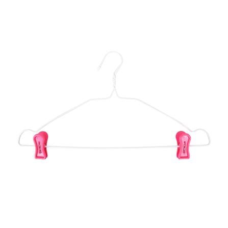 ไม้แขวนเสื้อลวดเคลือบมีตัวหนีบ มีบ่า อ.โรจน์รุ่ง สีชมพู แพ็ก 6 ชิ้น_0