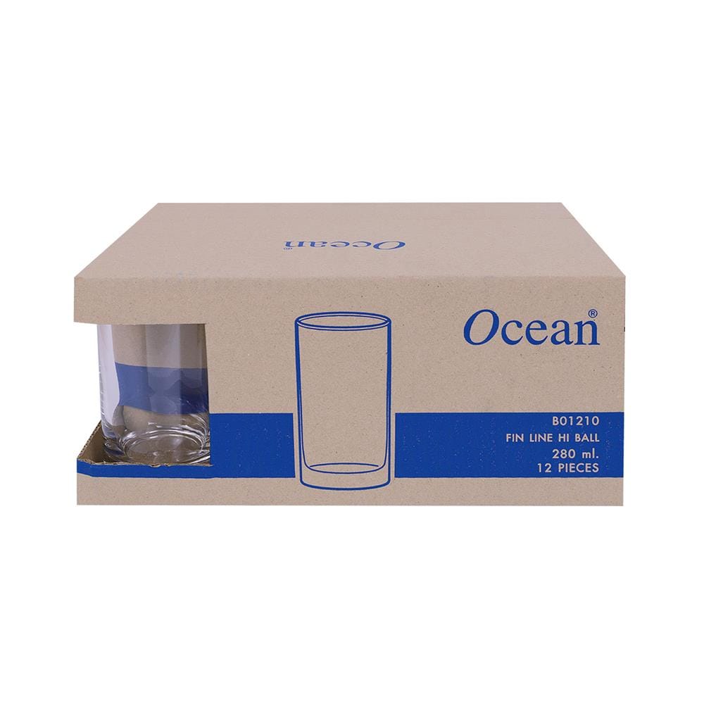แก้วน้ำ 280ml OCEAN GLASS FIN LINE HI BALL แพ็ก 12 ใบ