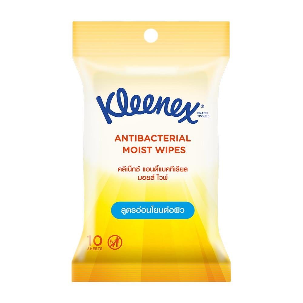 ผ้าเช็ดทำความสะอาดผิว KLEENEX ANTIBACTERIAL MOIST WIPES 10 แผ่น