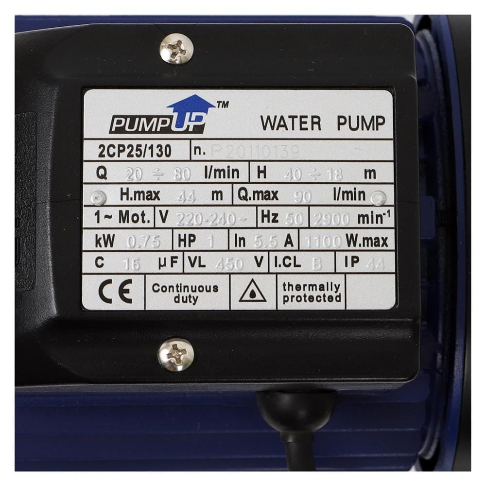 ปั๊มหอยโข่ง SUMOTO PUMP UP 2CP25/130 ใบพัดคู่ 1 แรงม้า