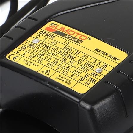 ปั๊มหอยโข่ง SUMOTO POMPA ใบพัดเฟือง QPM60 0.5 แรงม้า_4
