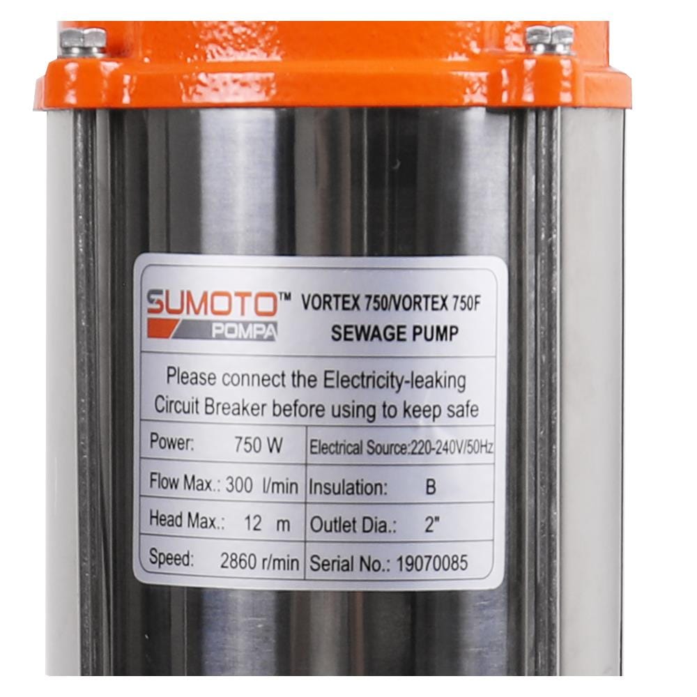 ปั๊มจุ่มน้ำเสีย POMPA VORTEX750WF/ลูกลอย 750 วัตต์