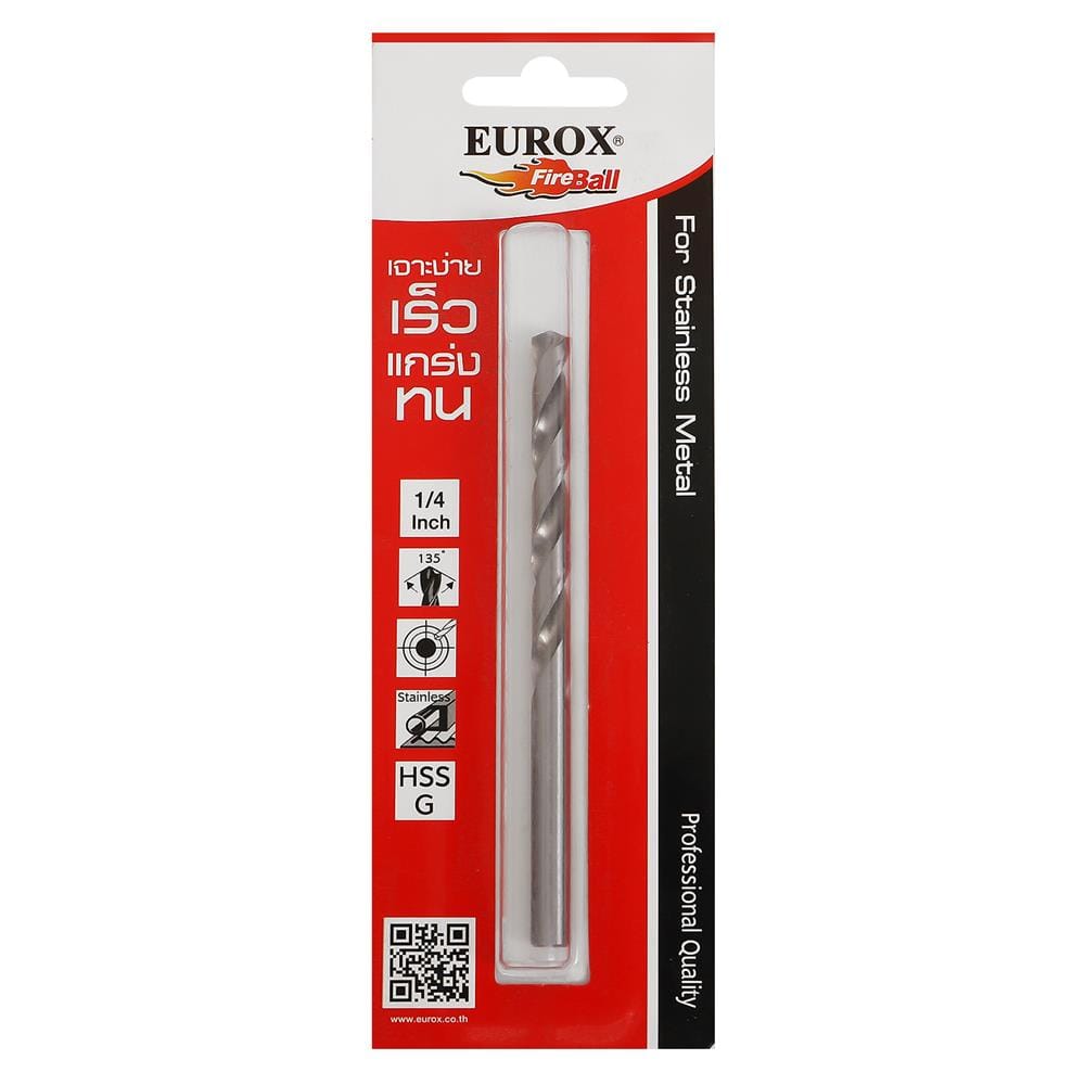 ดอกเจาะสเตนเลส HIGH SPEED EUROX 1/4 นิ้ว