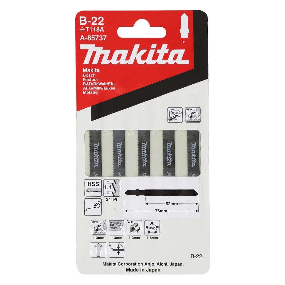 ใบเลื่อยจิ๊กซอ MAKITA B-22 5 ชิ้น/แพ็ก