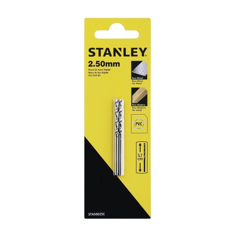 ดอกเจาะเหล็ก HIGH SPEED STANLEY 2.5 มม. แพ็ก 2 ชิ้น