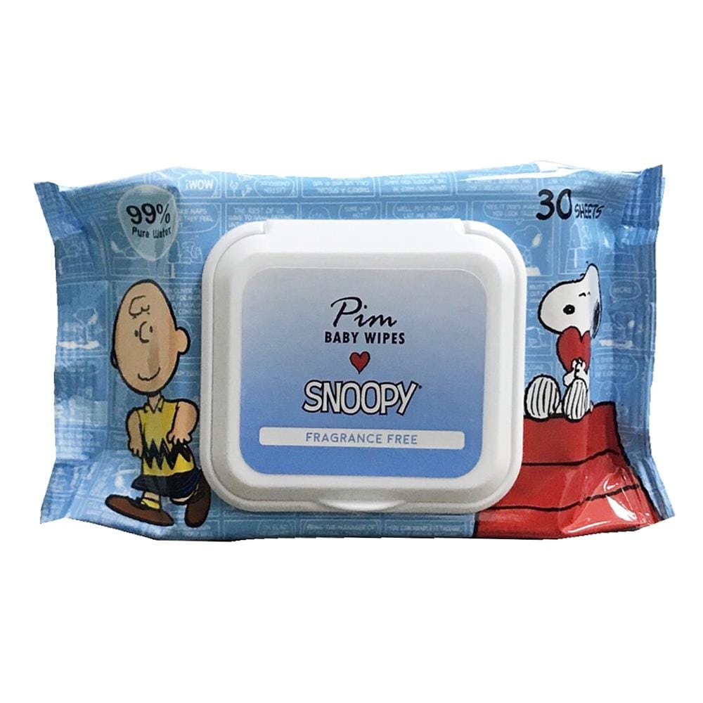 แผ่นเช็ดทำความสะอาดผิว SNOOPY BABY WIPES ไม่มีกลิ่น 30 แผ่น 1แถม1
