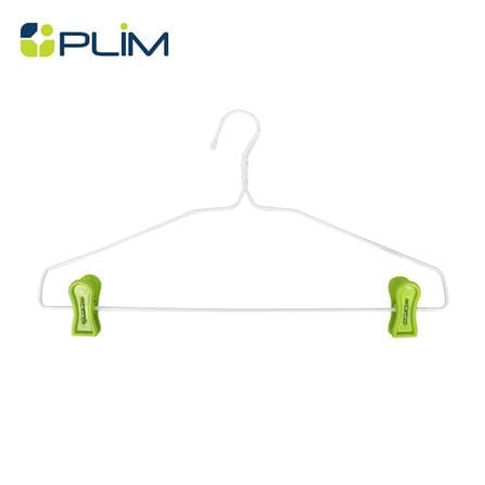 ไม้แขวนเสื้อเคลือบ PVC พร้อมตัวหนีบ PLIM สีเขียว แพ็ก 6 ชิ้น