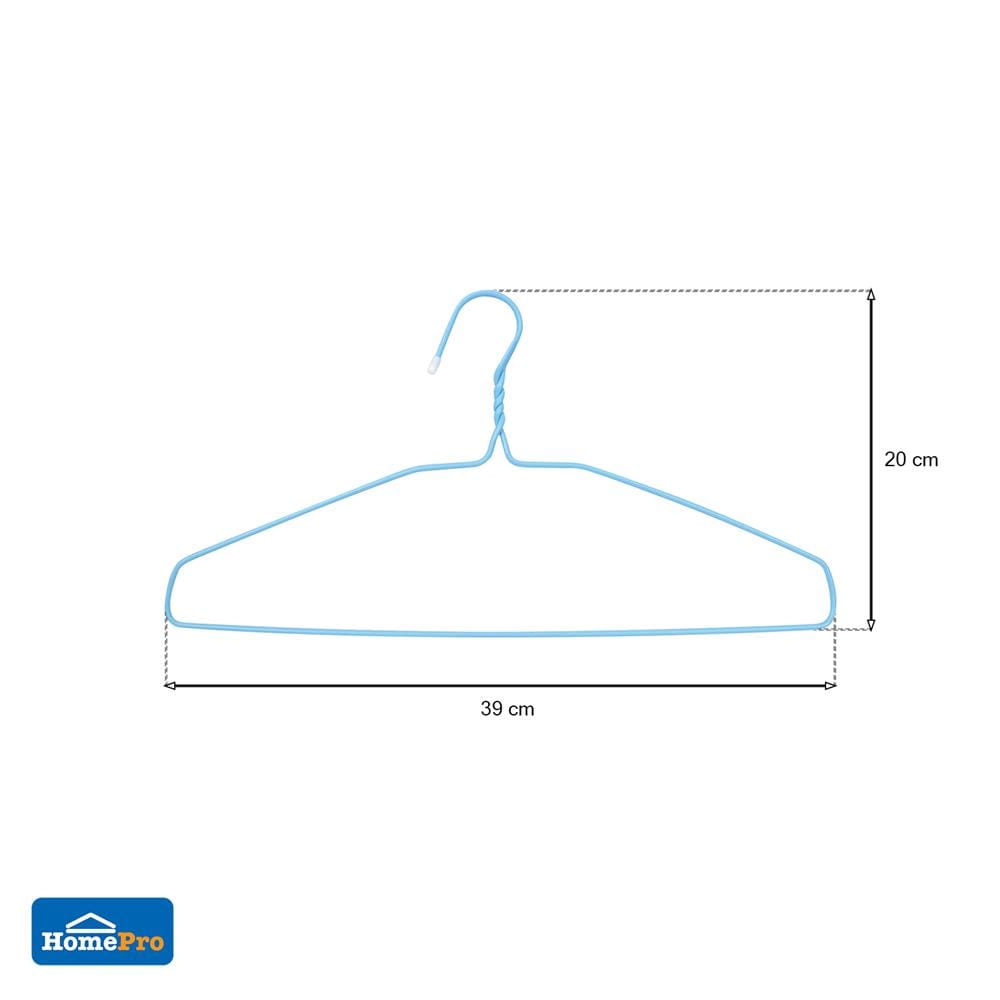 ไม้แขวนเสื้อเคลือบ PVC PLIM สีฟ้า แพ็ก 8 ชิ้น