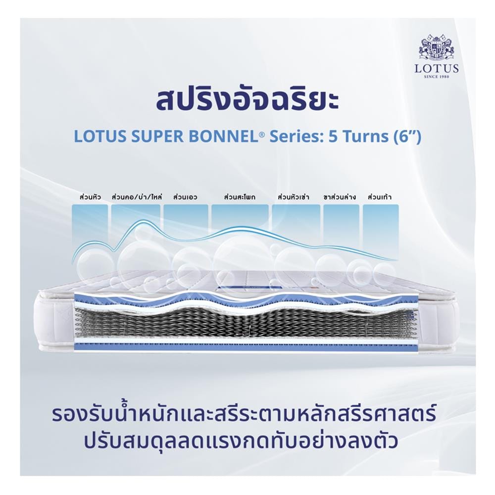 ที่นอนสปริง 6 ฟุต LOTUS รุ่น VIOLIN พร้อมหมอนหนุน 2 ชิ้น