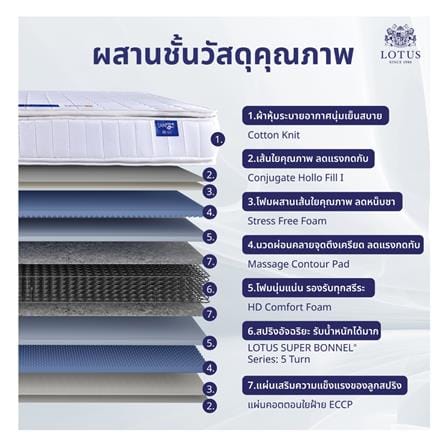 ที่นอนสปริง 5 ฟุต LOTUS รุ่น VIOLIN พร้อมหมอนหนุน 2 ชิ้น_5