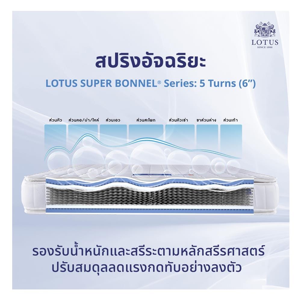 ที่นอนสปริง 5 ฟุต LOTUS รุ่น NORTHLIGHT II พร้อมหมอนหนุน 2 ชิ้น