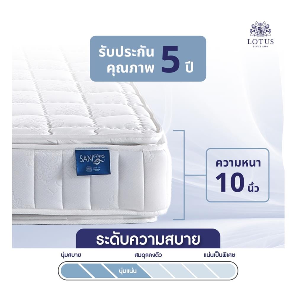 ที่นอนสปริง 5 ฟุต LOTUS รุ่น NORTHLIGHT II พร้อมหมอนหนุน 2 ชิ้น