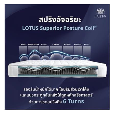 ที่นอนสปริง 6 ฟุต LOTUS รุ่น NORTHLIGHT I พร้อมหมอนหนุน 2 ชิ้น_6