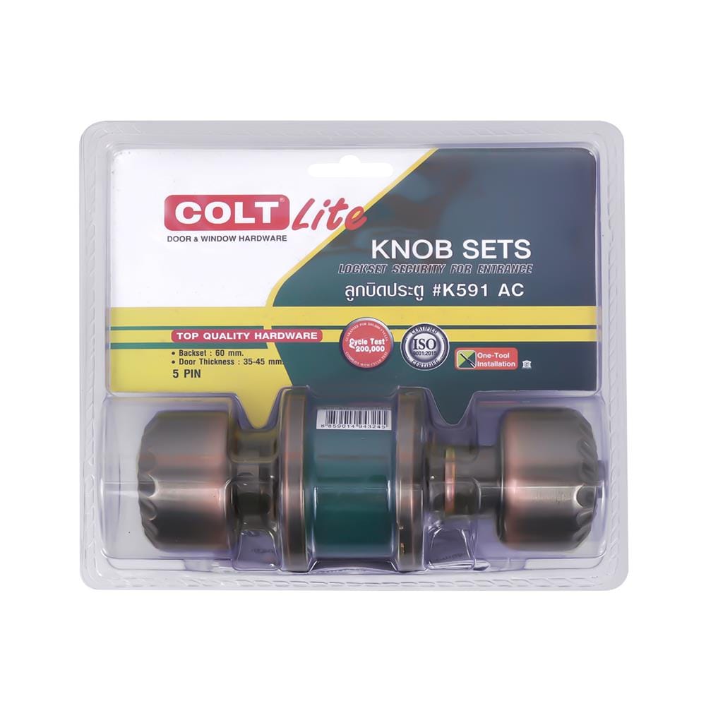 ลูกบิดประตู หัวกลม COLT LITE K591 AC สีทองแดงรมดำ