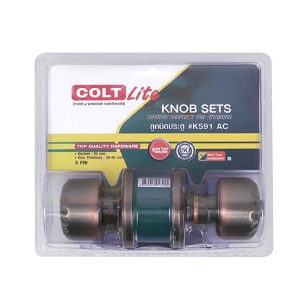 ลูกบิดประตู หัวกลม COLT LITE K591 AC สีทองแดงรมดำ_3