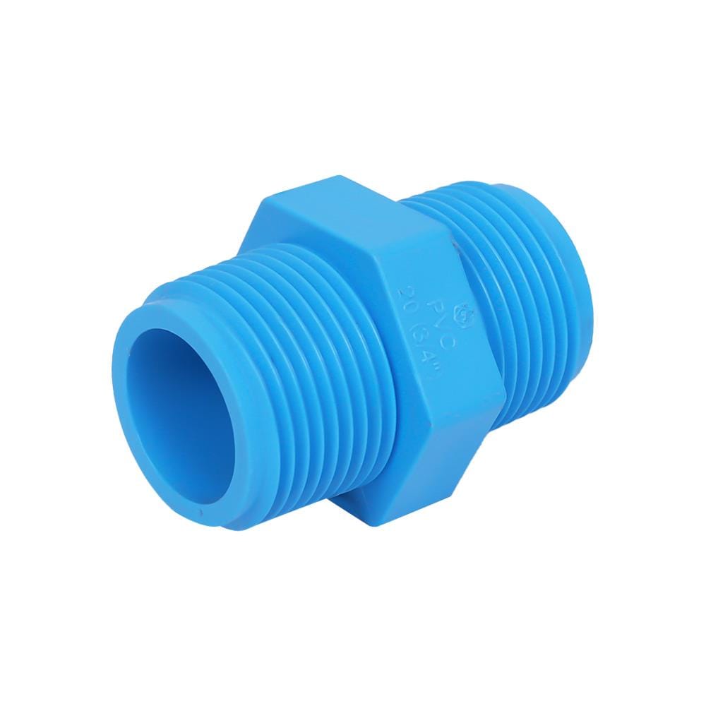 นิปเปิ้ลหนา PVC เกลียวนอก SCG 3/4 นิ้ว สีฟ้า
