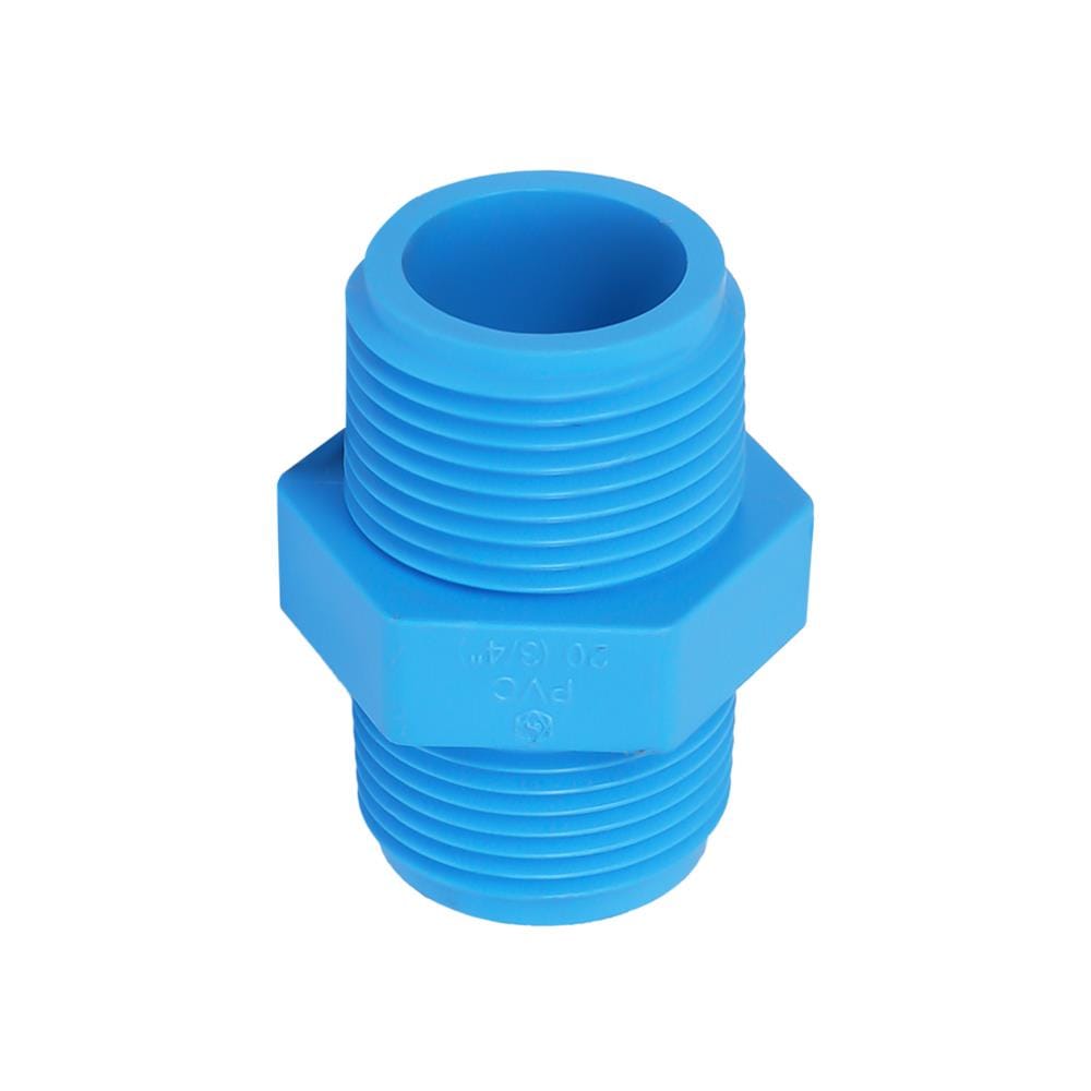 นิปเปิ้ลหนา PVC เกลียวนอก SCG 3/4 นิ้ว สีฟ้า