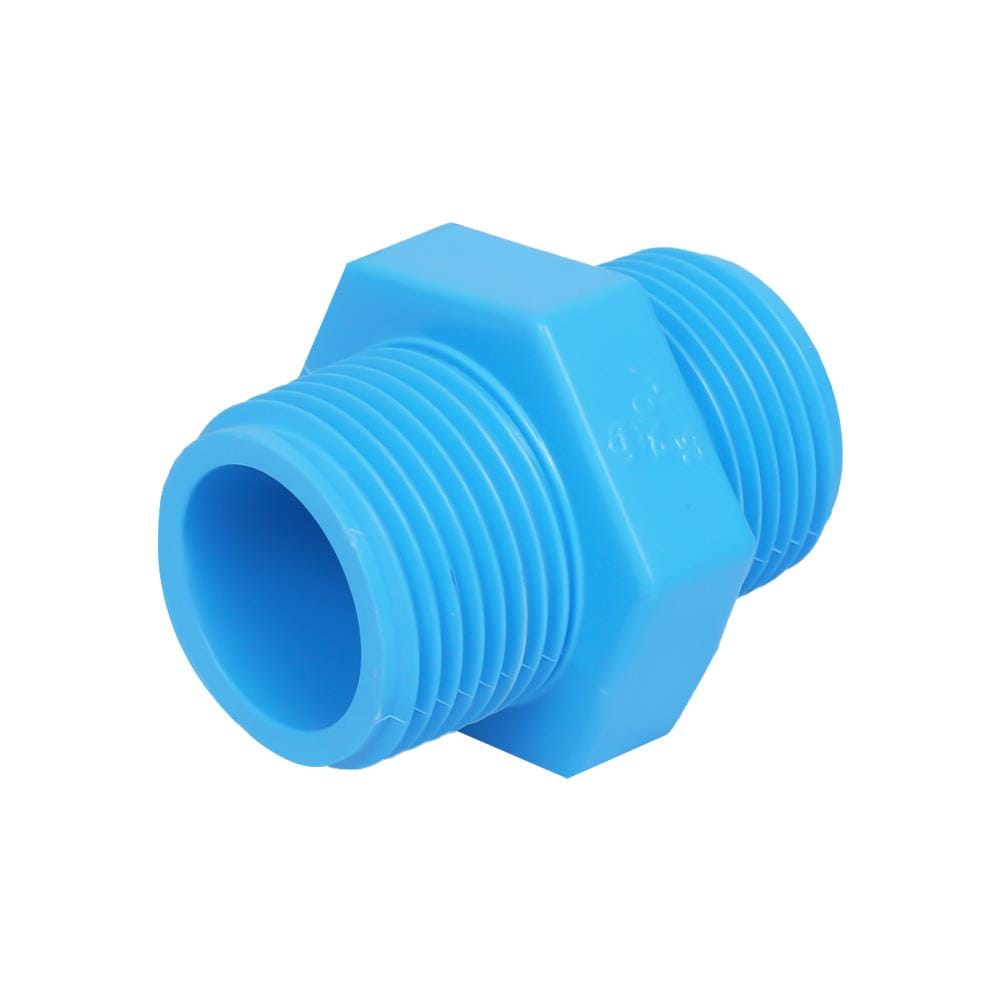 นิปเปิ้ลหนา PVC เกลียวนอก SCG 1 นิ้ว สีฟ้า