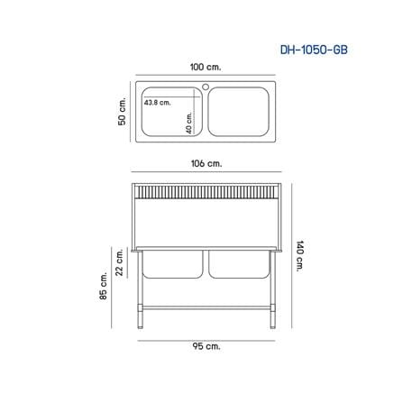 ซิงค์ขาตั้ง 2 หลุม DYNA HOME DH1050GB สเตนเลส_6