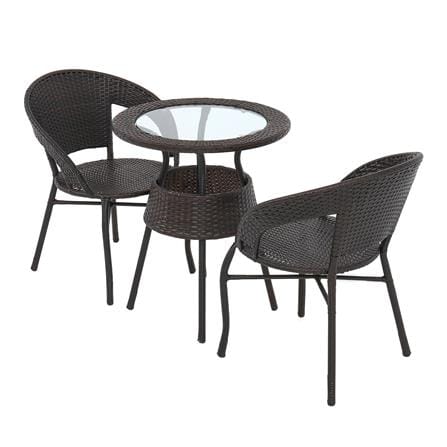 ชุดสนามหวายเทียม 2 ที่นั่ง ME LIVING RATTAN สีน้ำตาล_1