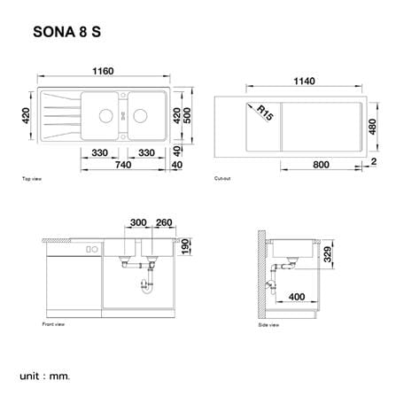 ซิงค์ฝัง 2 หลุม 1 ที่พัก BLANCO SONA 8S 495.39.526 สีขาว_2
