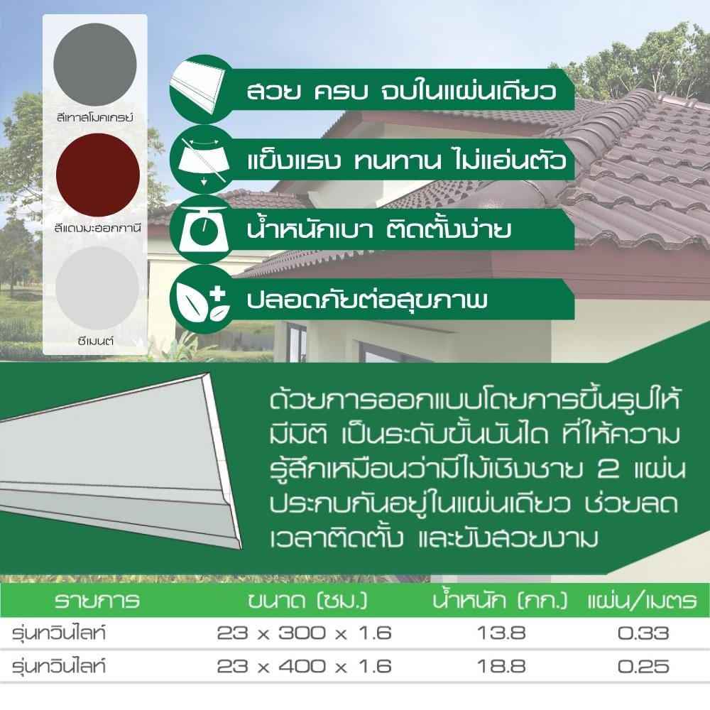 ไม้เชิงชาย DURAONE TWIN LIGHT 23X300X1.6 ซม. สีธรรมชาติ
