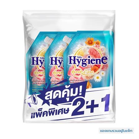 รีฟิลน้ำยาปรับผ้านุ่ม HYGIENE 480 มล. ซันคิสบลูมมิ่ง 2แถม1