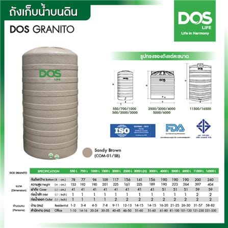 ถังเก็บน้ำ DOS GRANITO 1500 ลิตร สี SANDY BROWN_5