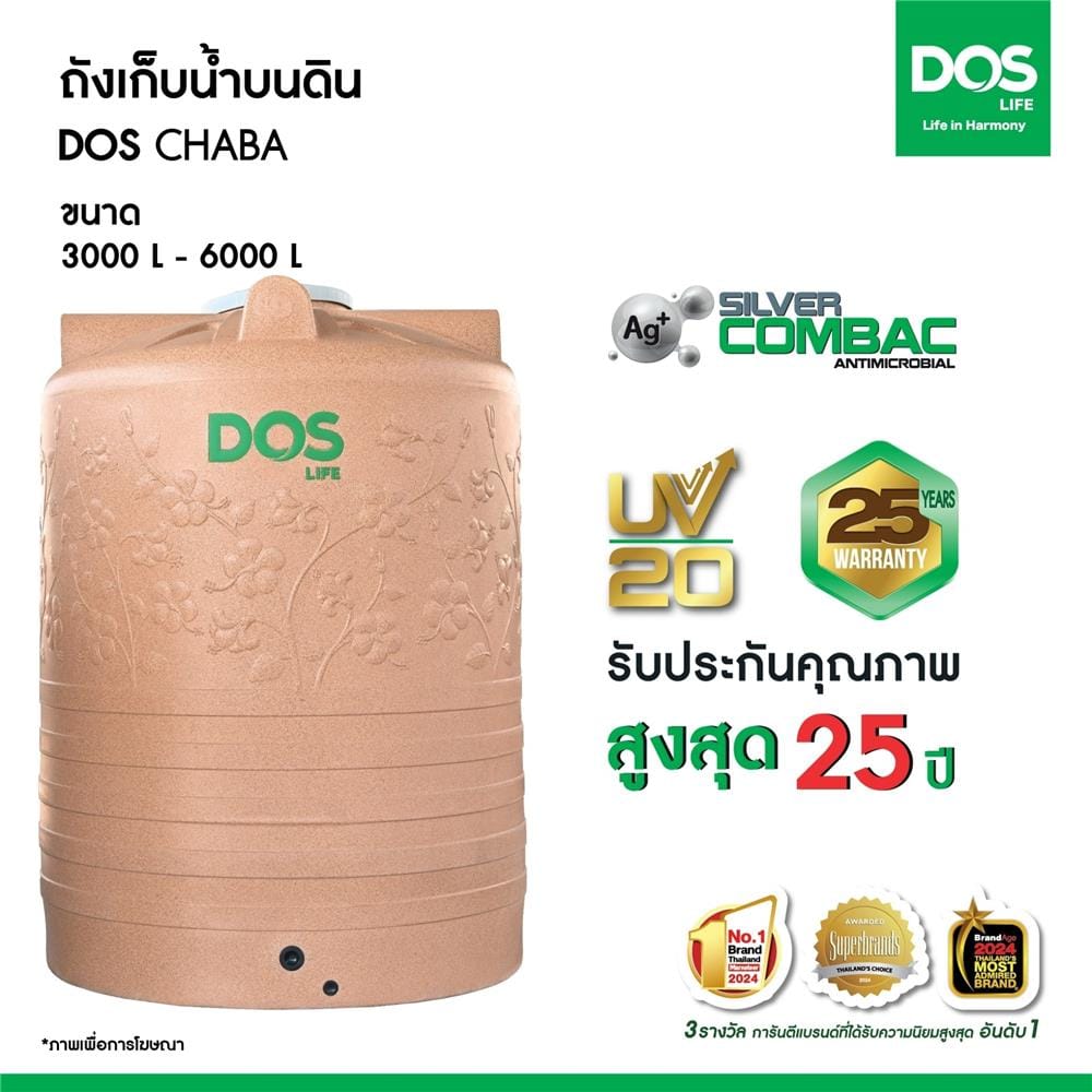 ถังเก็บน้ำ DOS CHABA NANO 5000 ลิตร สี PINK GOLD