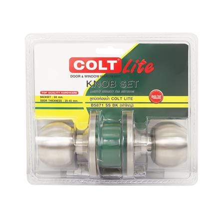 ลูกบิดประตูห้องน้ำ หัวกลม ฝาใหญ่ COLT LITE B5871 BK/SS  สีสเตนเลส_3
