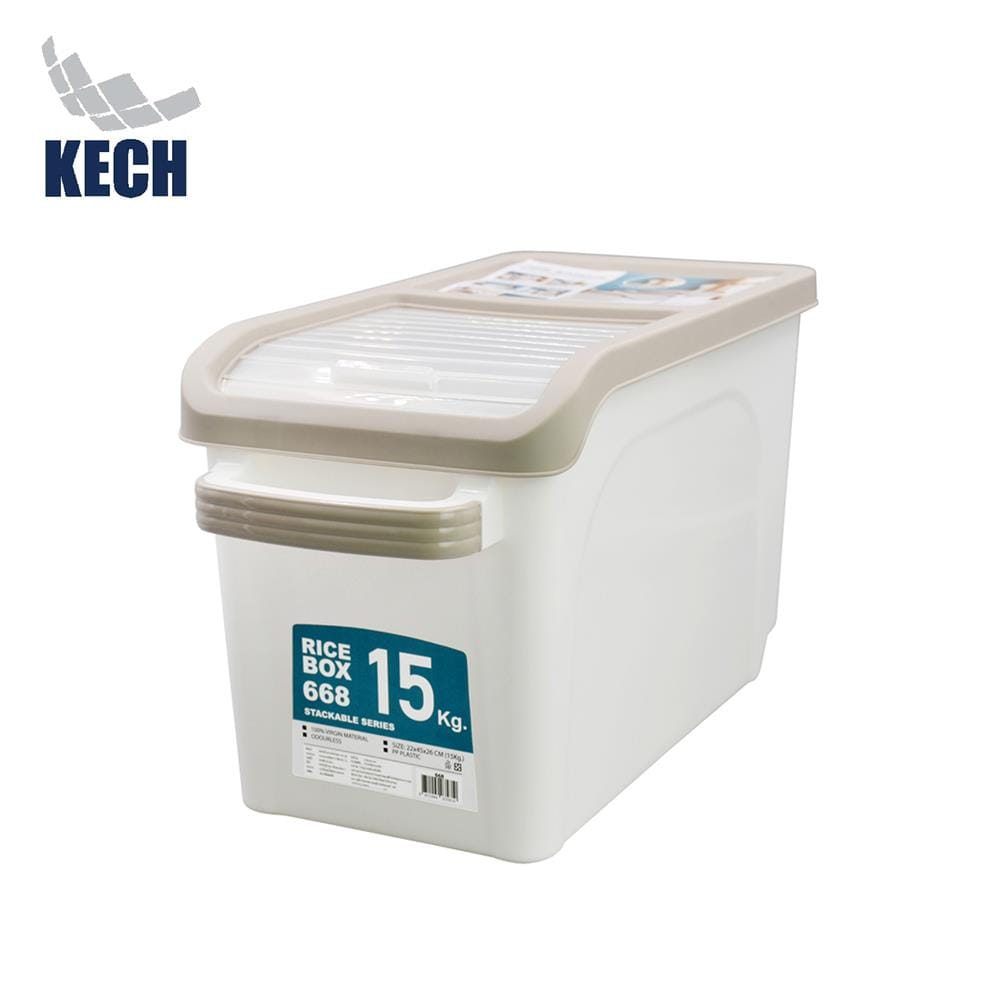 ถังข้าวสารพลาสติก 15 กก. KECH สีขาว