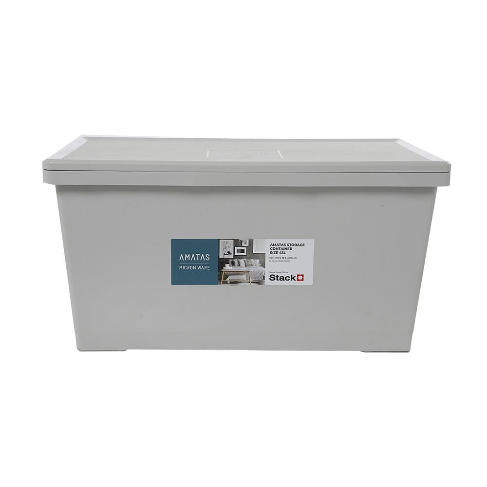 กล่องเก็บของ ฝาล็อค STACKO AMATAS 43 ลิตร 39.2x58.2x28 ซม. สีเทา