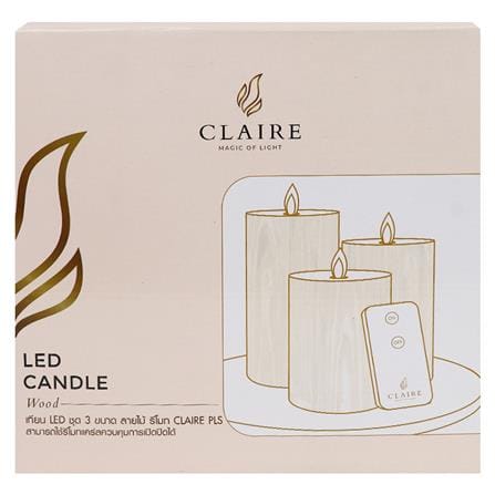 ชุดเทียน LED 3 ขนาด CLAIRE ลายไม้_4