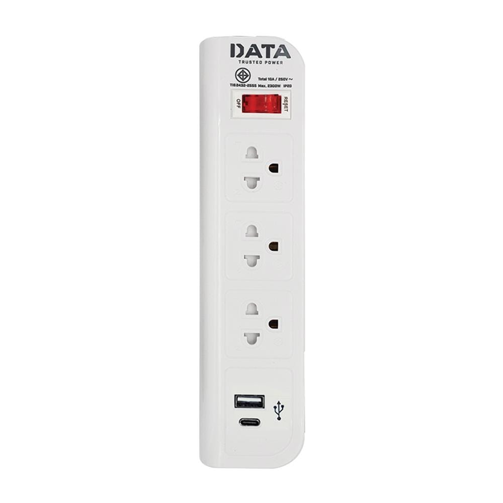 รางปลั๊กไฟ 3 ช่อง 1 สวิตช์ 2 USB DATA WL158I 3 ม.