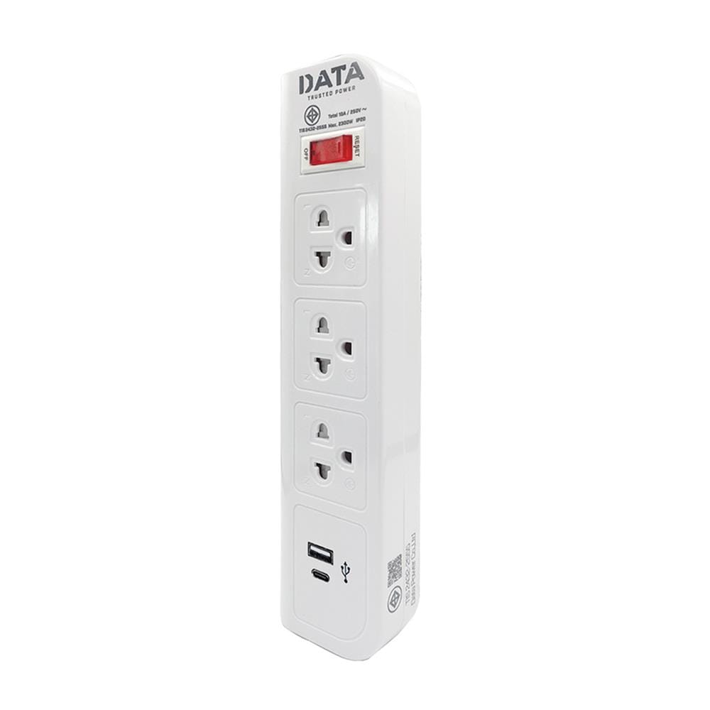 รางปลั๊กไฟ 3 ช่อง 1 สวิตช์ 2 USB DATA WL158I 3 ม.