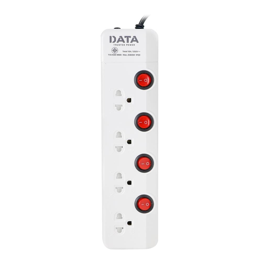 รางปลั๊กไฟ 4 ช่อง 4 สวิตช์ DATA HM4496 5 ม.