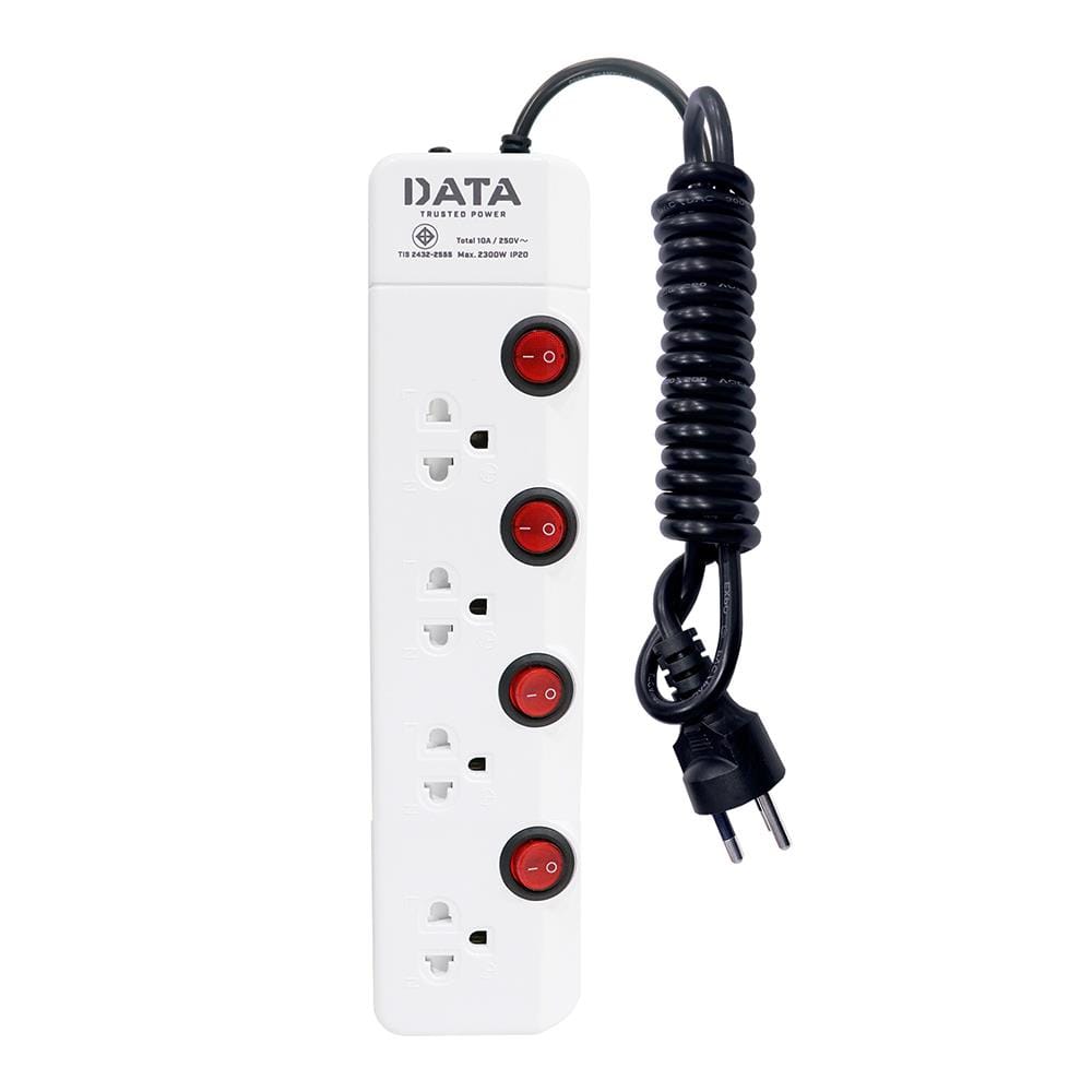 รางปลั๊กไฟ 4 ช่อง 4 สวิตช์ DATA HM4496 5 ม.
