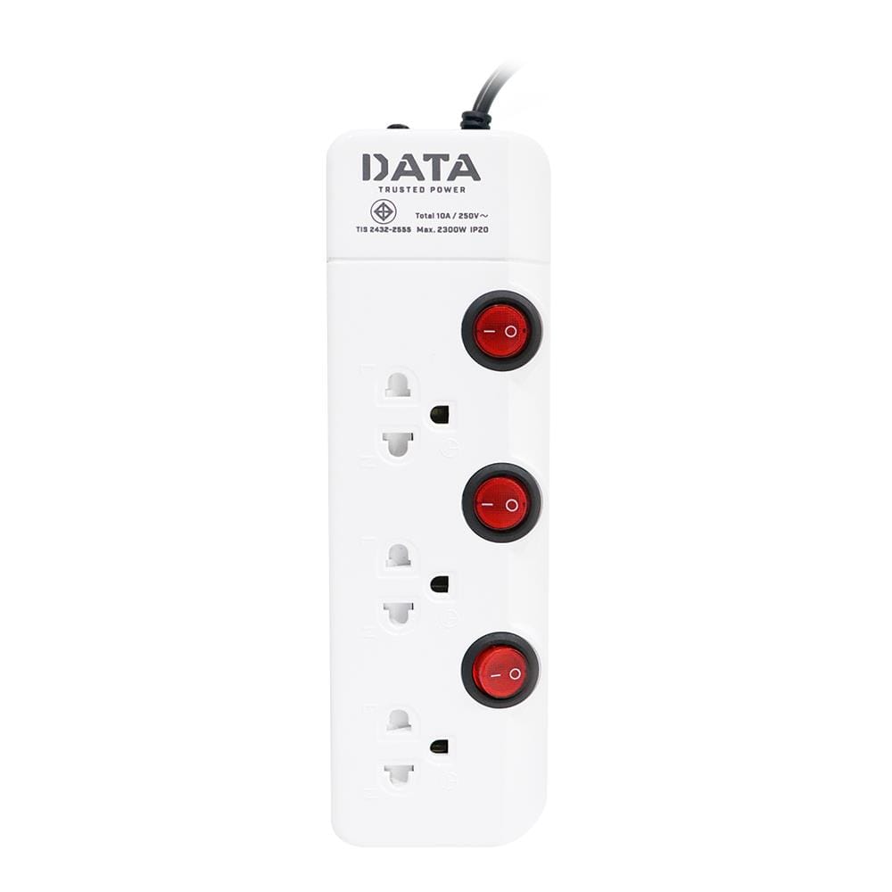 รางปลั๊กไฟ 3 ช่อง 3 สวิตช์ DATA HM3359 3 ม.