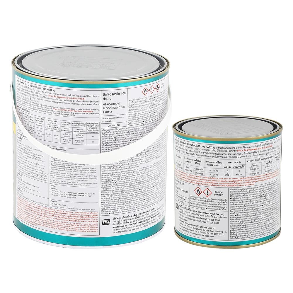 สีงานอุตสาหกรรม TOA FLOORGUARD 100 PART A+B 1021 สีเหลือง 1 แกลลอน